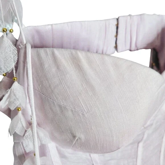 Zimmermann Botanica Petal Floral Applique Lilac Purple Silk Linen Bustier Gown - Picture 13 of 17